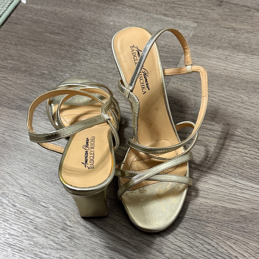 Badgley Mischka Metallic Strappy Heels